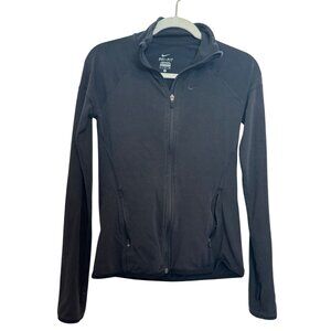 Nike Dri-Fit Full-Zip Womens Small Black Lightweight Training Jacket